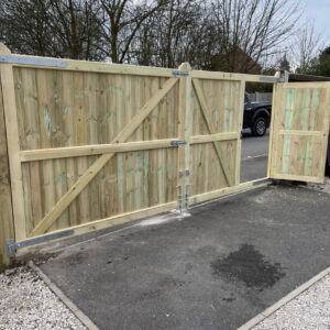 Lodge style with pedestrian access door